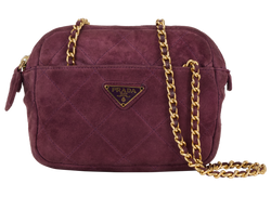 Quilted Shoulder Bag, Suede, Purple, 1, 2*